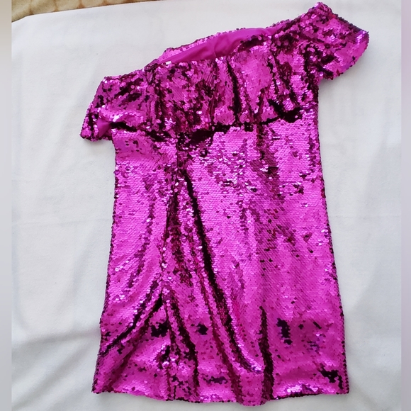 Leith Womens Pink Purple Sequin One Shoulder Dress - Picture 6 of 9